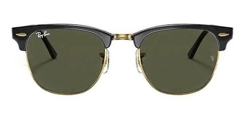 Imagen 2 de 5 de Anteojos de sol Ray-Ban Clubmaster Classic Large con marco de acetato color polished black, lente green de cristal clásica, varilla polished black de acetato - RB3016