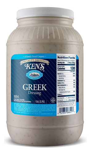 Aderezo Kens Greek Dressing 1 Galón Dip 128 Ensaladas Delux