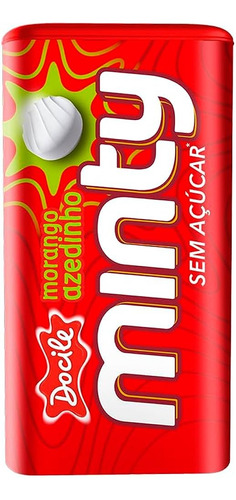 Pastilha Minty Sem Açúcar Morango Azed. Docile - 9 Latinhas