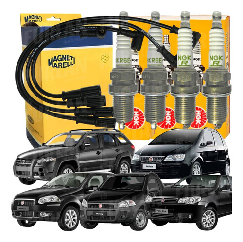 Kit Cabos E Velas Fiat Palio Siena Strada Idea Fire Flex