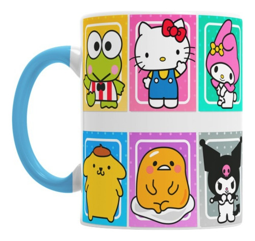 Taza De Cerámica Hello Kitty Con Interior Celeste Con Caja Celeste