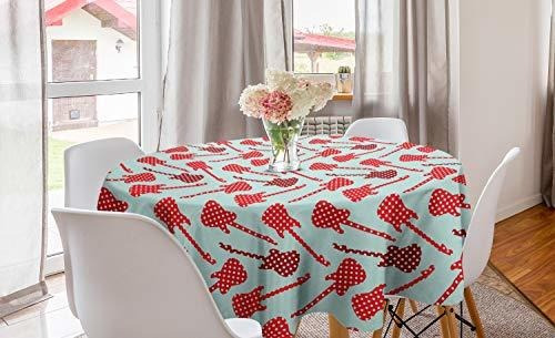 Lunarable Music Round Tablecloth, Rock And Roll Pattern With