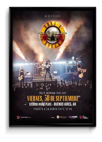 Cuadro Guns N Roses Argentina 2022 Poster 30x40