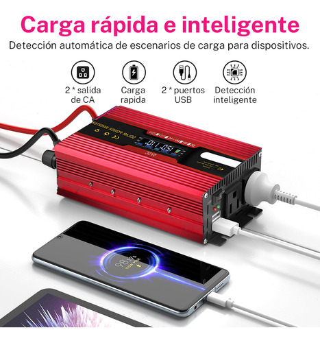 Convertidor De Potencia Inversor Para Auto 4000w Dc12v-a110v Adecuado Para Viajes Deportivos Al Aire Libre.
