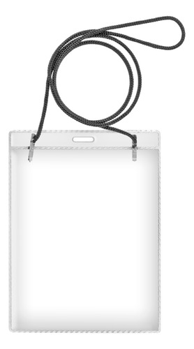 Crachá Com Cordão Transparente P Eventos 10,8x13 Cm 200 Un