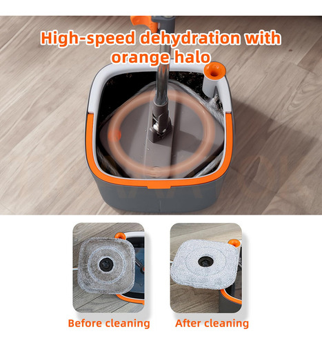 Juego De Trapeador Giratorio Y Cubo Con Sistema De Agua