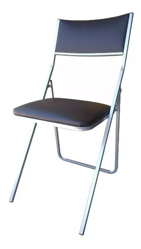 Imagen 2 de 5 de Silla Plegable Respaldo Tapizado Eco Cuero Caño Diseño