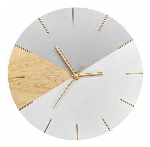 Relógio Parede Geométrico Cinza E Detalhes Em Dourado 28cm