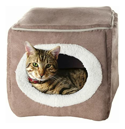 Petmaker Cama Para Mascotas Con Cueva Cerrada, Color Café