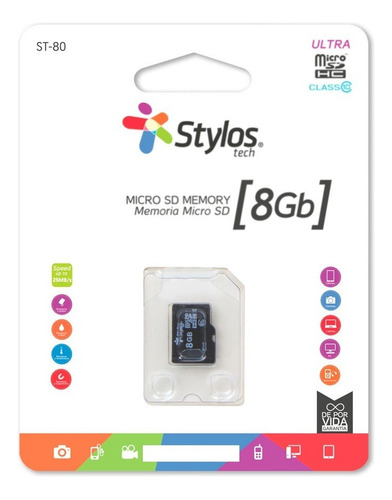 Stylos Memoria Micro Sd 8gb A Prueba De Golpes Sin Adaptador