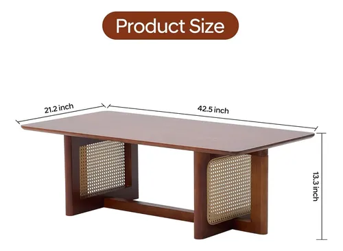 Mesa De Centro De Ratán Mesa Rectangular De Madera Maciza