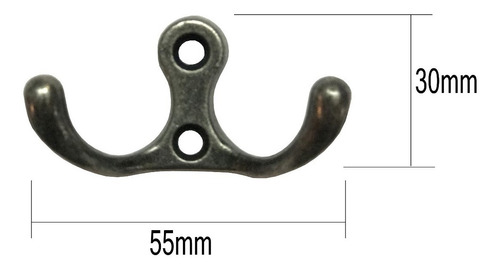 Gancho Perchero Doble 5 Unidades Horizontal Metalico Zamak