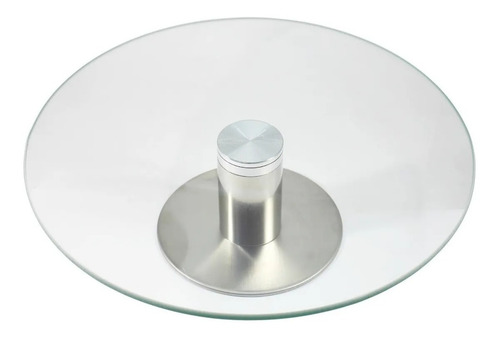 Imagem 2 de 4 de Prato Para Bolo Vidro Transparente Suporte Giratório 25cm