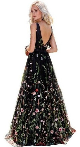 Vestido De Noche Con Estampado Floral Elegante Y Romántico