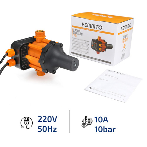 Bomba De Agua Periferica Con Presurizador Control De Presion Color Naranja
