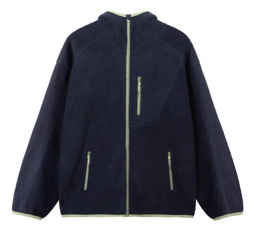 Chaqueta Cortavientos De Forro Polar Holgada Para Hombre