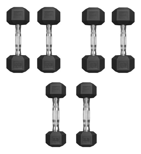 Set Mancuernas Hexagonales Par De 3, 5 Y 10 Lb Tayga