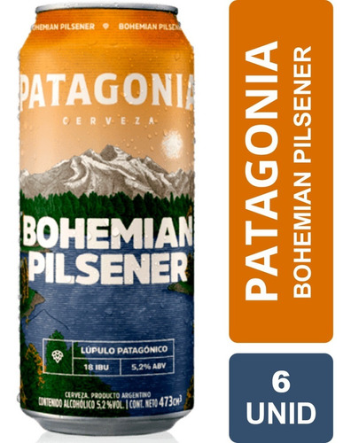 Cerveza Patagonia Bohemian Pilsener 473ml X6 Bebidas
