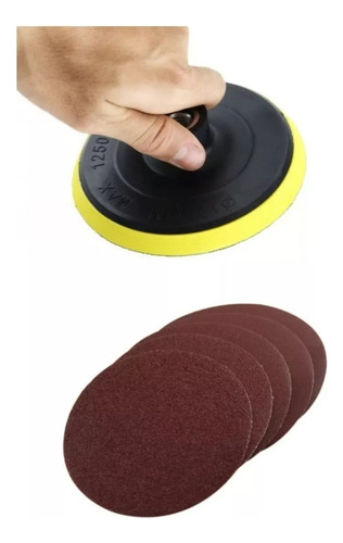 Disco Amoladora Base Velcro De 125 Mm + Lijas Con Velcro Cantidad De Granos 5