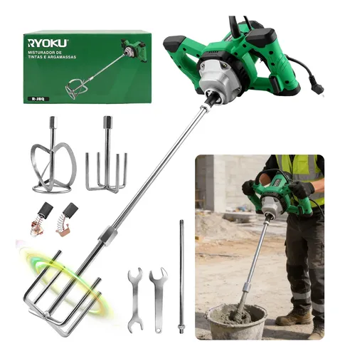 Misturador Elétrico De Argamassa Gesso Tinta 1500w Ryoku 220v