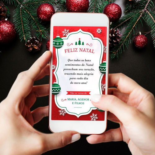 Cartão De Natal Vermelho E Branco - Digital E Whatsapp | Parcelamento sem  juros