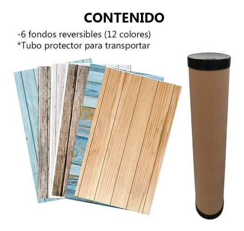 Imagen 7 de 10 de Fondo Foto Producto Mate Madera Piedra Reversible Set X6