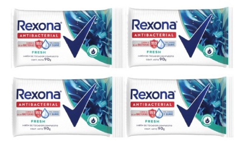 Jabon De Tocador Antibacterial 90g Rexona Pack X4