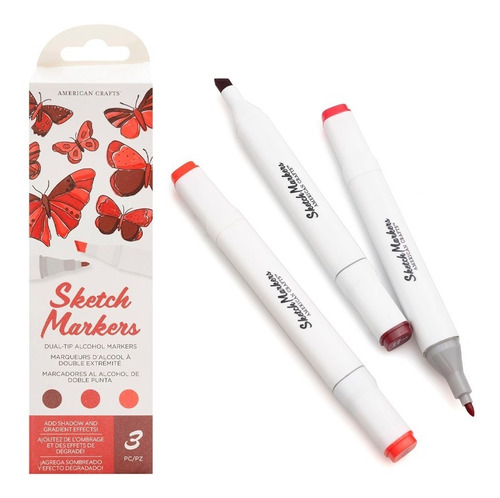 Sketch Markers Cherry | 3 Plumones Doble Punta Colorear 