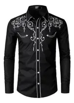 Comprar Western Vaquero Camisa Hombres Marca Diseño Bordado Slim Fi