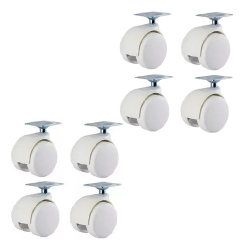12x Rodinhas P/movéis , 40mm , Plástico Rodas Branco