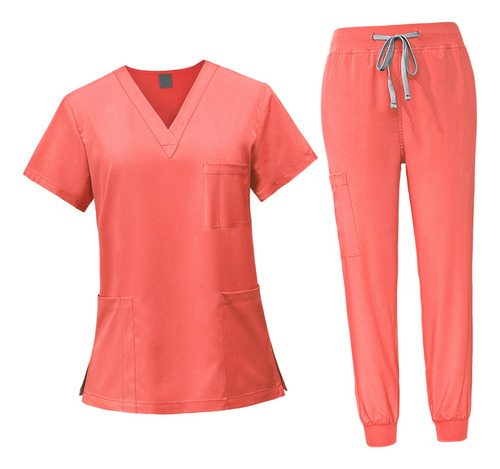 Conjunto De Ropa Para Mujer, Traje De Enfermería - Escote