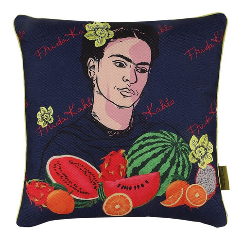 Almofada de design de tecido estampado azul Frida Kahlo
