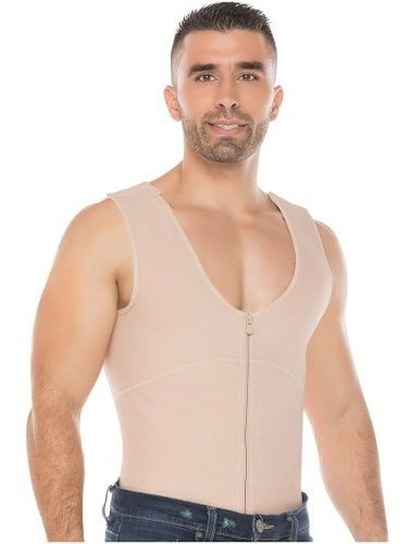 Fajas Salome Chaleco, Hombre Powernet Con Cierre 122 Beige