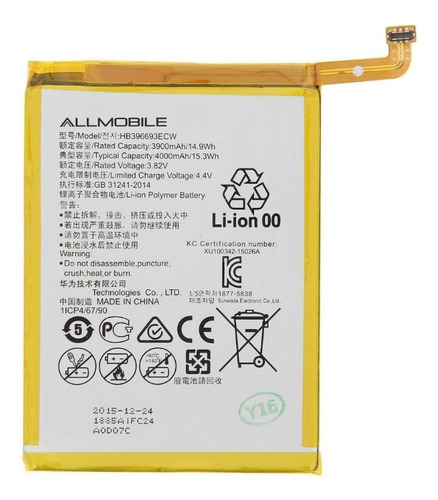 Pila Bateria Hb396693ecw 4000mah Para Huawei Mate 8