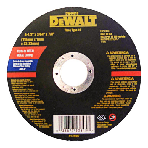 Disco Para Cortar Metal 4-1/2 X1/8x7/8 C. Dewalt