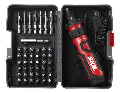 Destornillador Inalámbrico Recargable 4 V Con 45 Brocas Incl Rojo/negro Frecuencia
