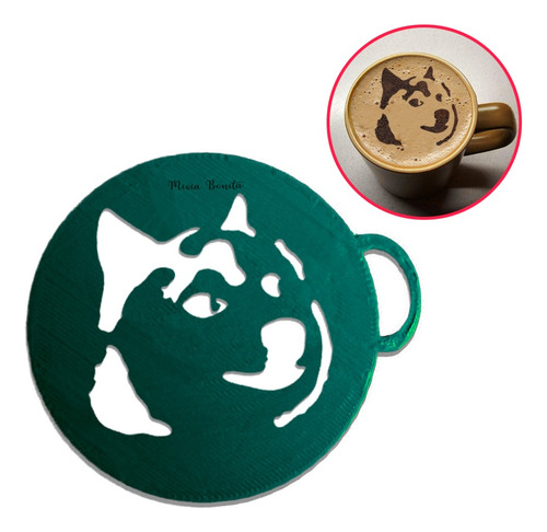 Doge Stencil Plantilla Cafe Reposteria Meme Coin Crypto