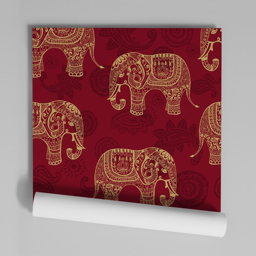 Imagem 3 de 9 de Papel De Parede Adesivo Animal Print Elefante Indiano Ap-27