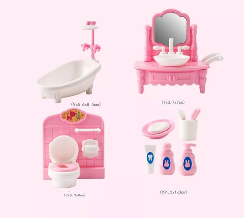 Muñecas Accesorios Set Baño Completo Miniatura (10 Pcs)