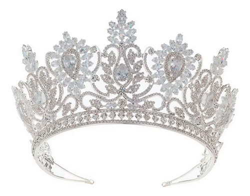 Tocado De Zirconia Cubica Corona De Novia,xv Años O Tv Royal