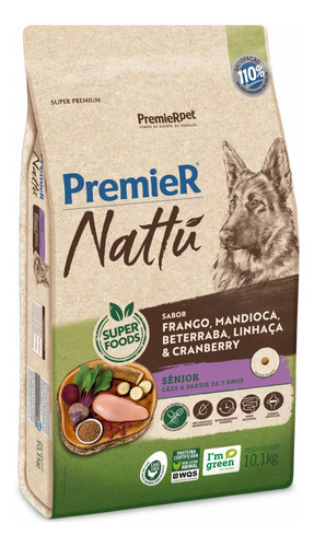 Nattu Cães Adultos Senior Mandioca 10,1kg Ração Alimento
