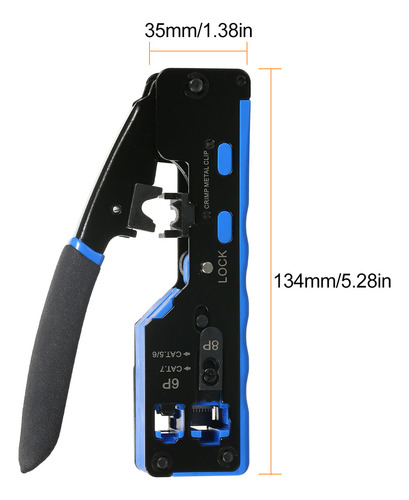 Alicate Crimpar Cable De Red Rj45 Rj11 Rj12 Conector Vazado