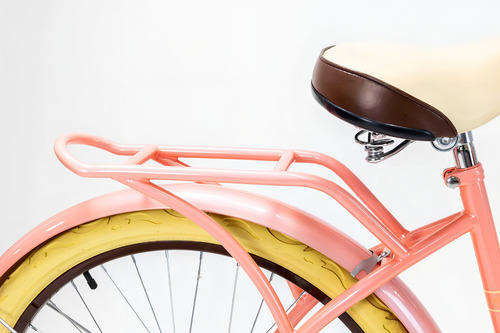Bicicleta Mercurio Cruiser Retro Salpicaderas Rodada 26 Color Salmón