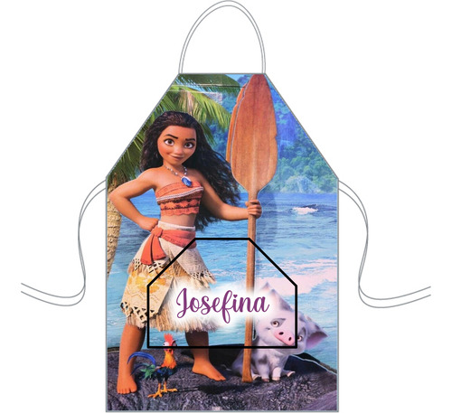 Delantal Cocina Para Niños Mini Chef Pequeño Personalizado Moana 1 Personalizado