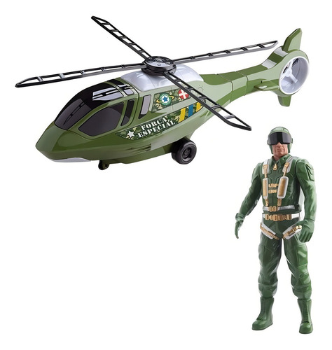 Game Line Bs Resgate Helicóptero Bs Toys - 323 Cor Verde Personagem Helicóptero com Boneco