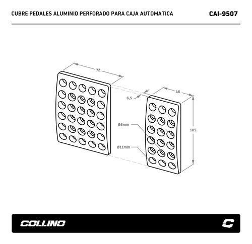 Imagen 2 de 3 de Cubre Pedales Caja Automatica Freno + Acelerador Collino