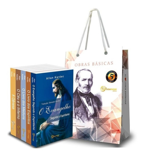 Kit 5 Obras Básicas Allan Kardec (com Sacola)