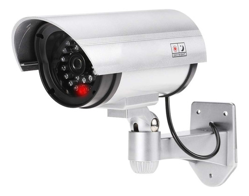 Camara Seguridad Falsa Exterior Con Luz Led Vigilancia