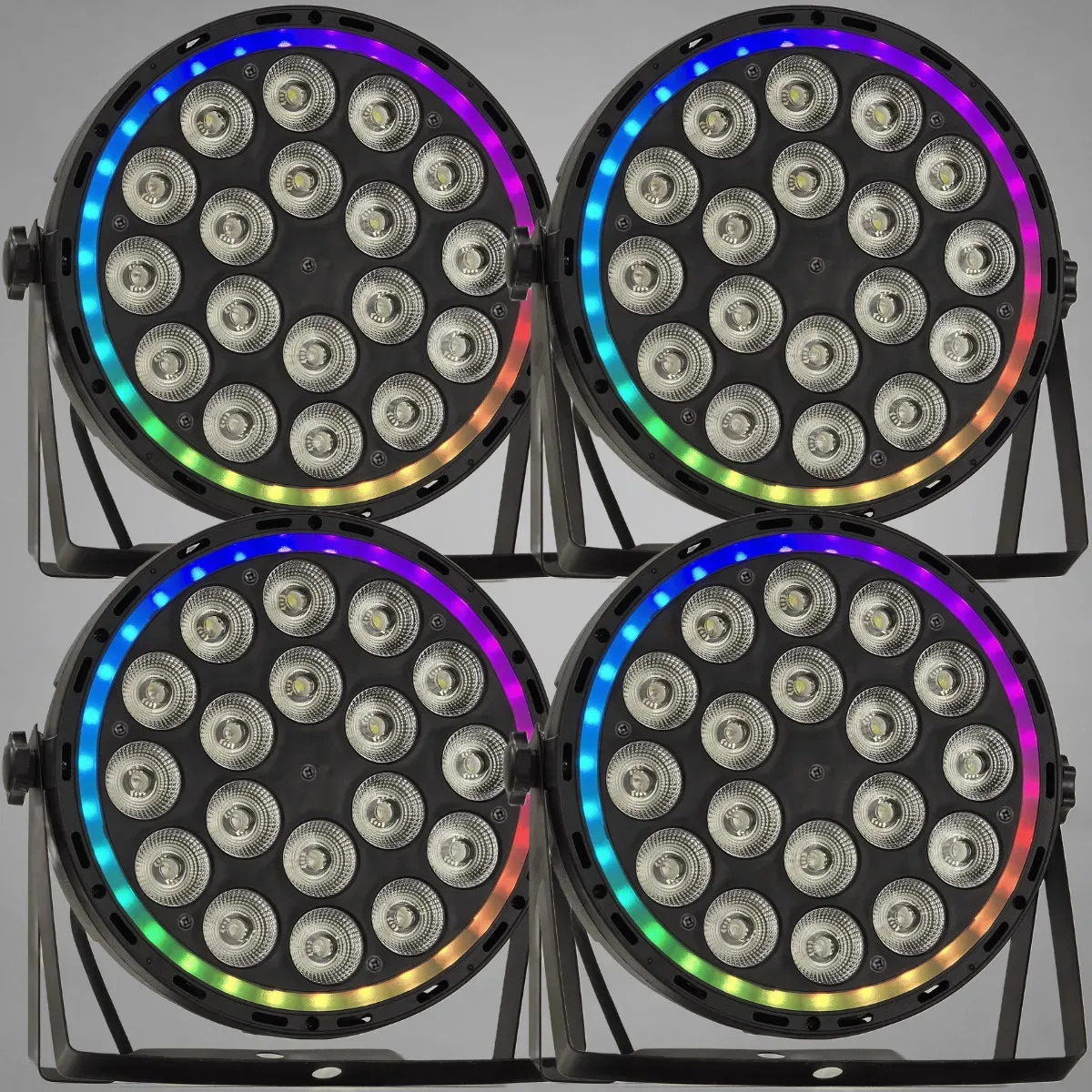 Kit 4 Canhao De Led Luz De Palco Refletor Par Led 18 Leds 12w Rgbw Quadriled 216w Borda Led Rgb Automatico Ritmico Dmx Jogo De Luz Iluminacao Dj Para Festas Profissional - 127/220v