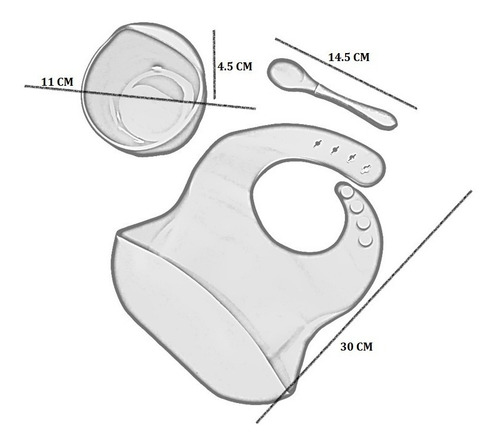 Imagen 3 de 3 de Set Para Niños De Silicón 1 Babero, 1 Bowl Y Cuchara